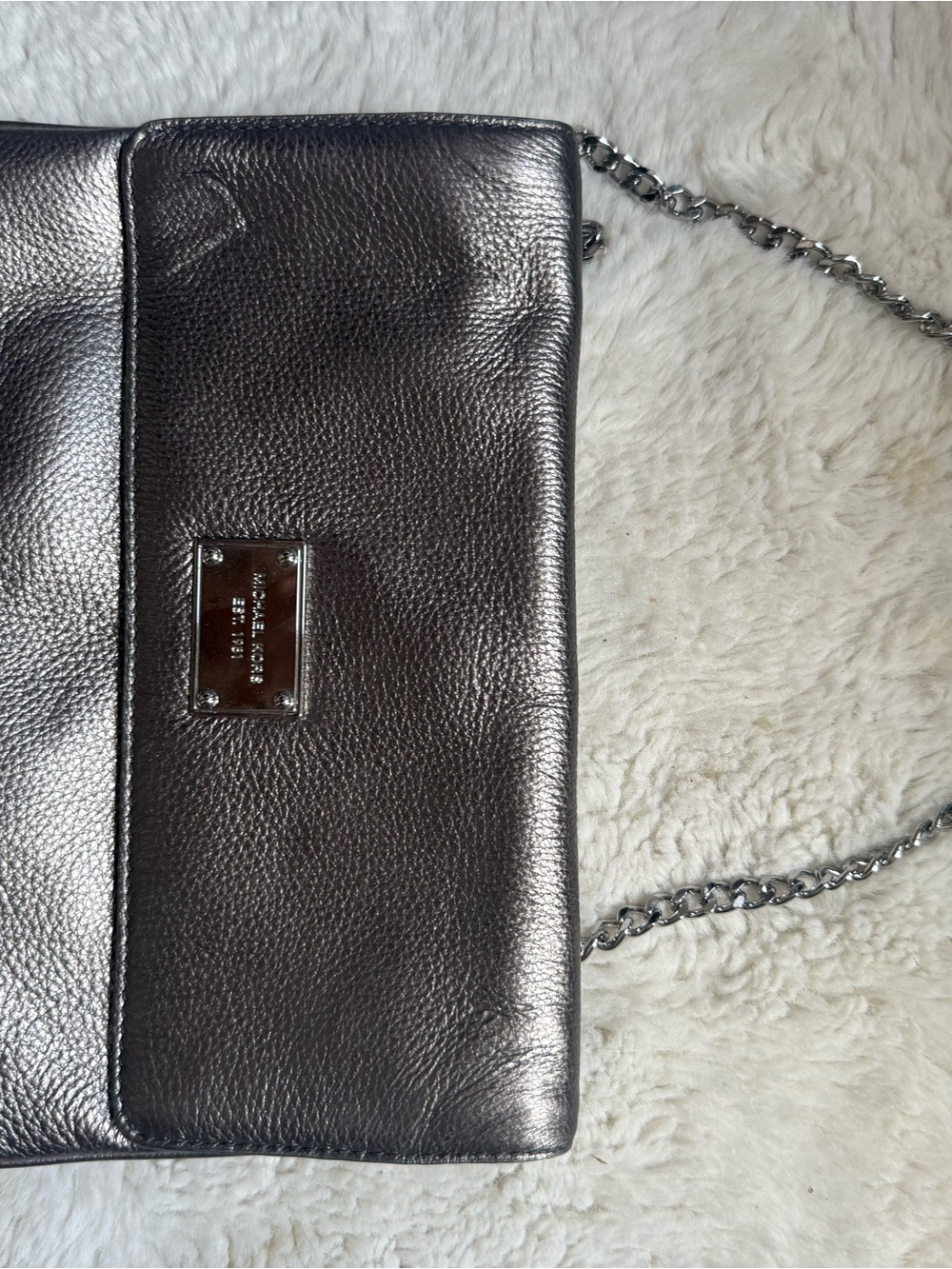 Michael Kors Metallic Gunmetal Chain Crossbody Bag